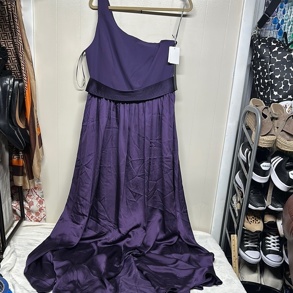 White by Vera Wang Purple Asymmetrical One Shoulder Gown